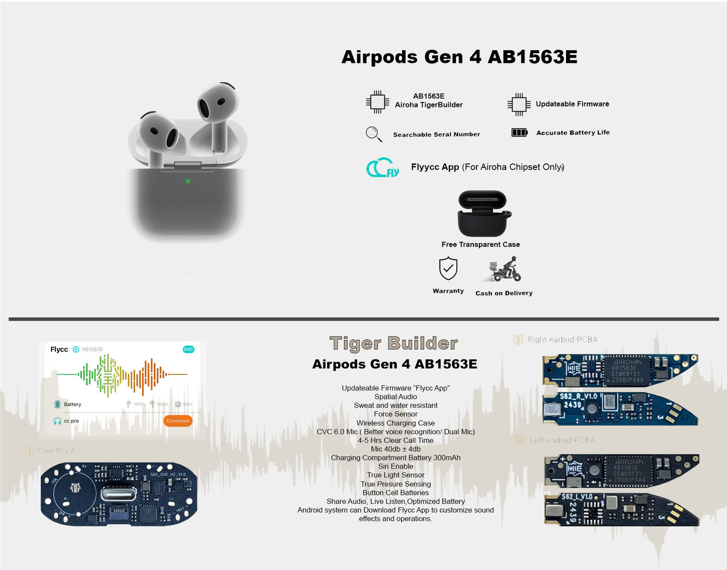 Airpods Gen 4 TigerBuilder v5.3 Airoha Chip AB1563E Updatable Firmware