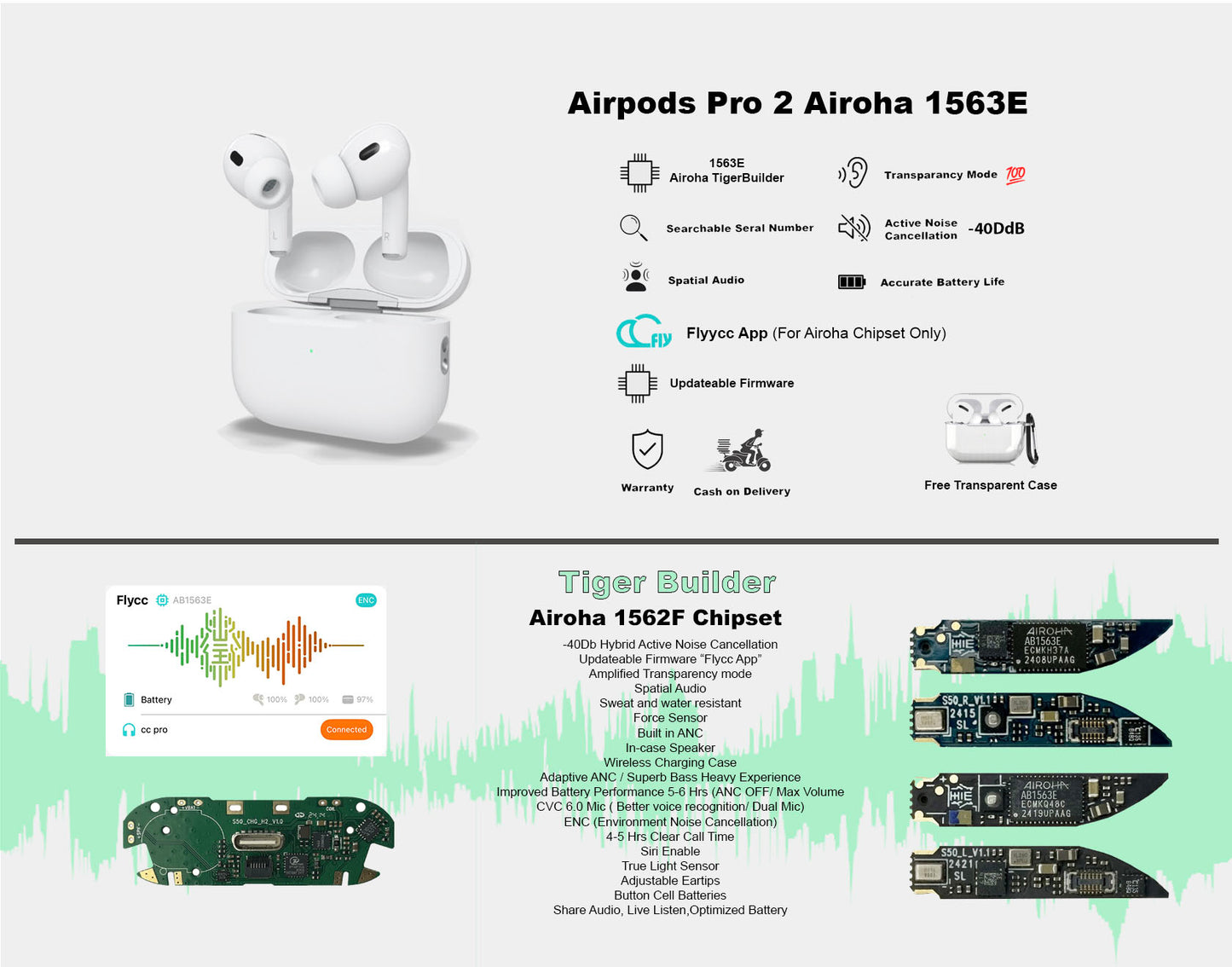 Airpods Pro 2 TigerBuilder v5.3 Airoha Chip 156EE Updatable firmware