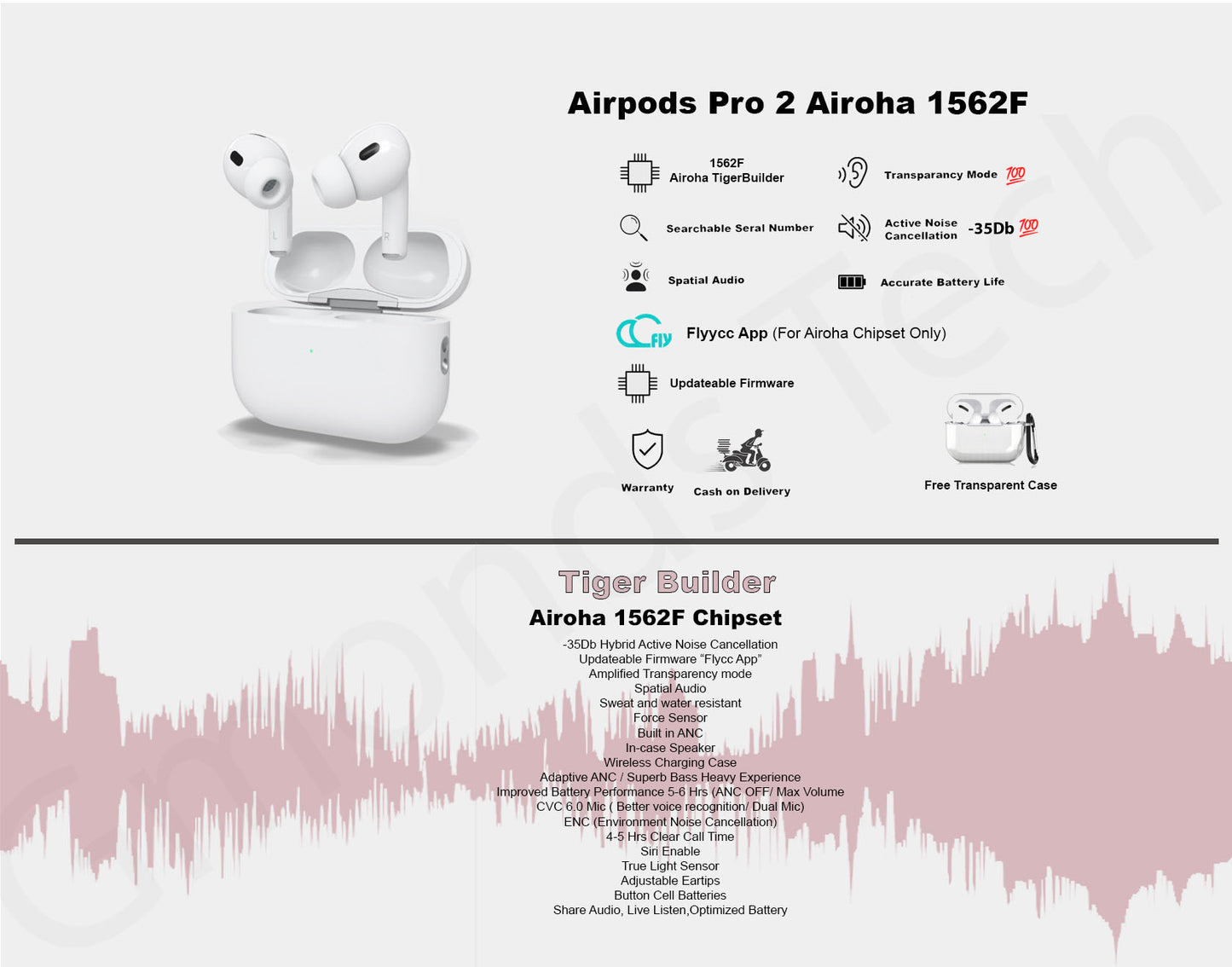 Airpods Pro 2 TigerBuilder v5.3 Airoha Chip 1562F Updatable firmware